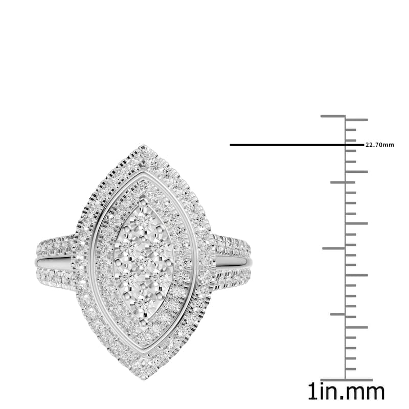 AEON Celestia Elegance Marquise 1.00ct Lab Grown Diamond Cluster Double Halo Ring
