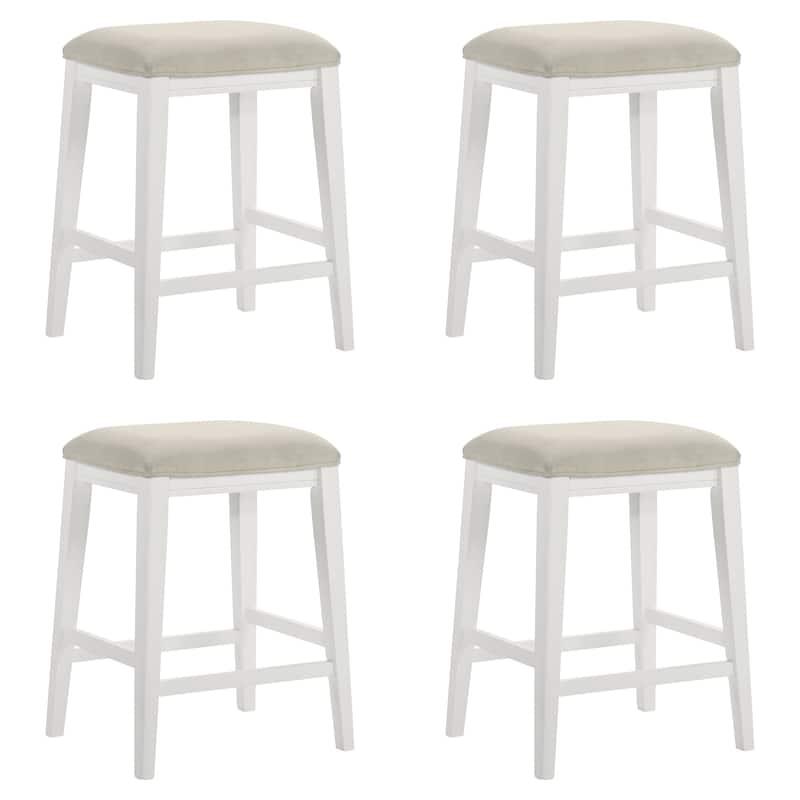 Jane Contemporary Transitional Backless Wood Counter Height Kitchen Bar Stool with Fabric Upholstered Seat