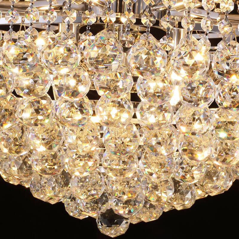28-Inch Crystal Chandelier, Lighting for Dining Room Modern, Crystal Chandelier Ceiling Light French Empire Crystal Chandelier