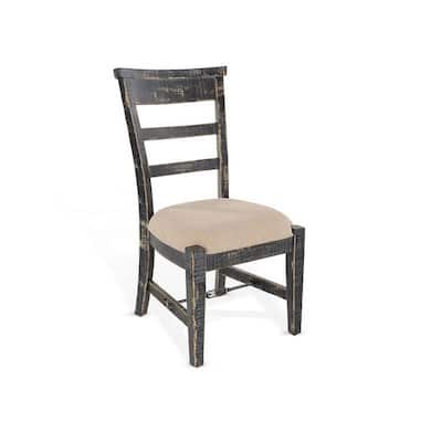 Black/White Fabric Upholstered Wood Frame Dining Chair, Set of 2, Sturdy Dining Chair for Dining Rooms - 19.5