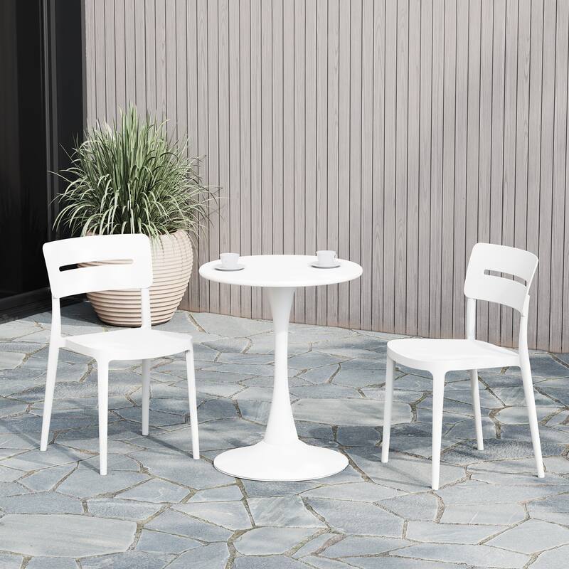Frond and Form Modern Outdoor Patio Stacking Dining Side Chair (Set of 2)