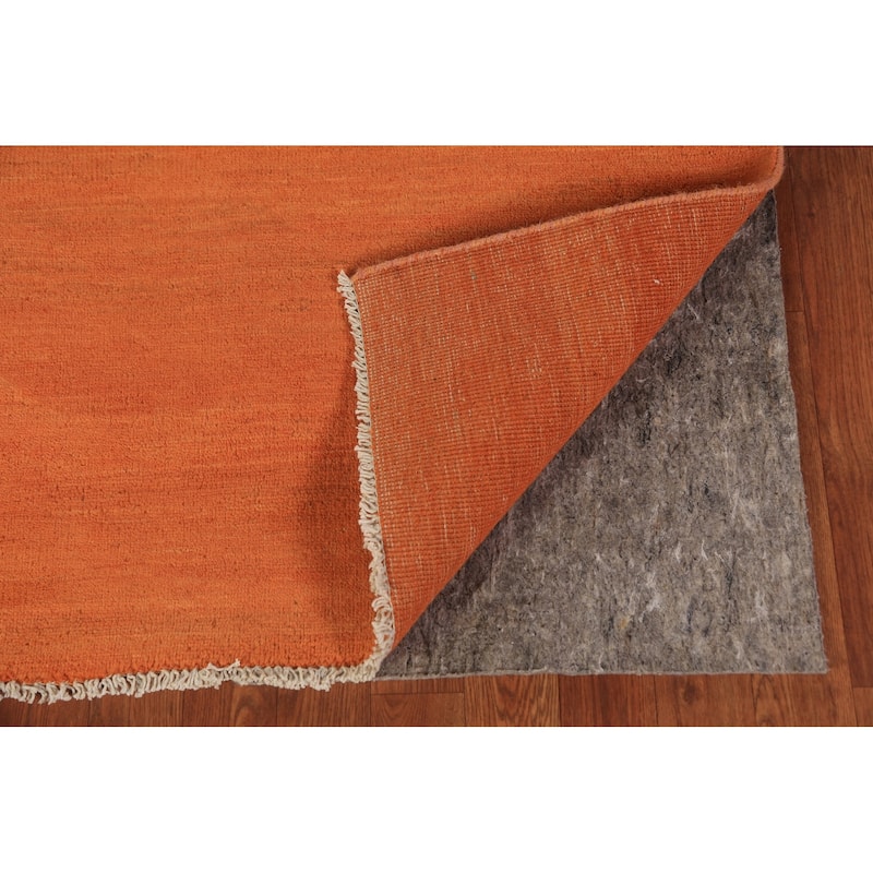 Orange Gabbeh Modern Area Rug Hand-Knotted Tribal Wool Carpet - 6'3" x 9'8"