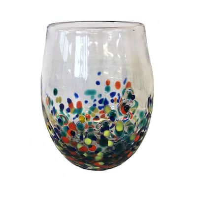 16 oz. Pebble Glass Multicolored Stemless Glass Wine Drinkware Dishwasher Safe Beverage Glassware Dinner Party Wedding