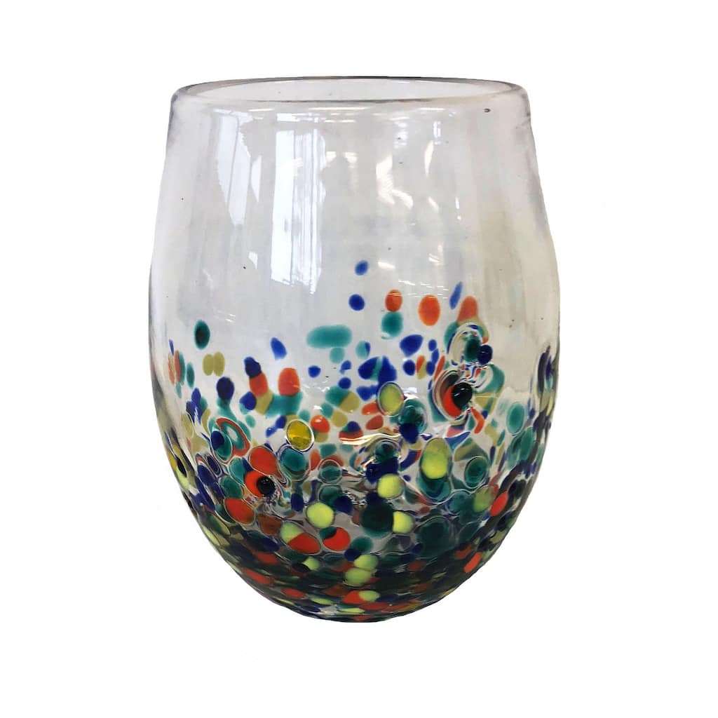 16 oz. Pebble Glass Multicolored Stemless Glass Wine Drinkware Dishwasher Safe Beverage Glassware Dinner Party Wedding