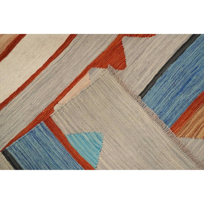 Hand Woven Oriental 100% Wool Carpet Southwestern Tribal Multi-Colored Kilim Area Rug - 11' 8'' X 9' 4''