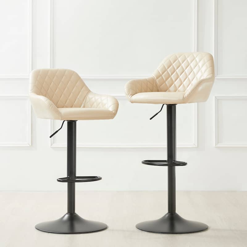 Glitzhome Mid-Century Height Adjustable Faux Leather Swivel Counter Bar Stools