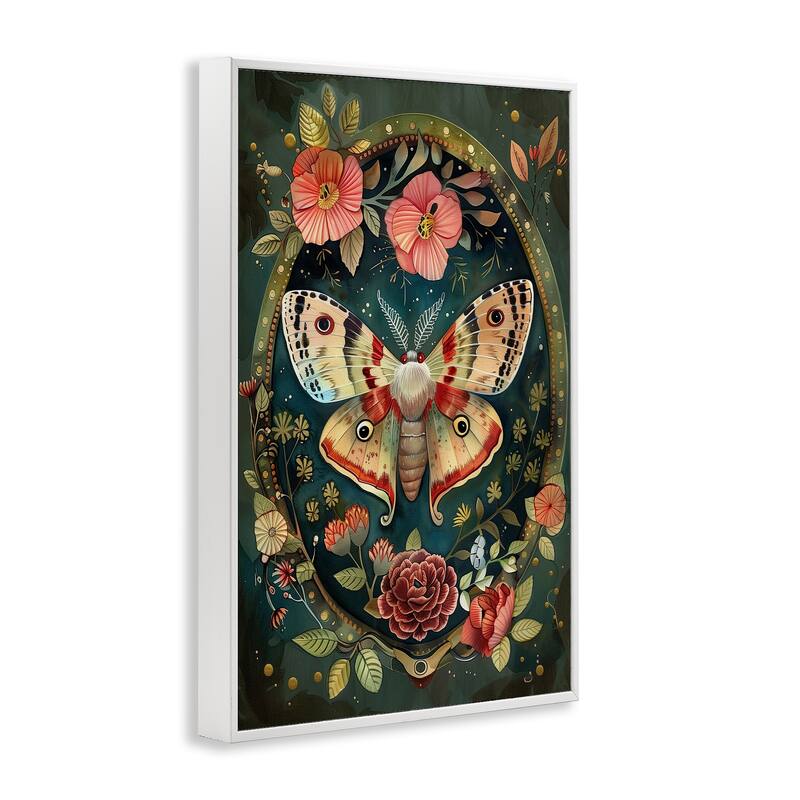 Stupell Victorian Moth & Florals Framed Giclee Art Design By The Dutch Lady