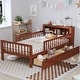 preview thumbnail 10 of 34, Twin Size Bed with Headboard Storage Rack, Two Under-Bed Drawers, Three-Side Guardrails for Safety and Security,White Brown