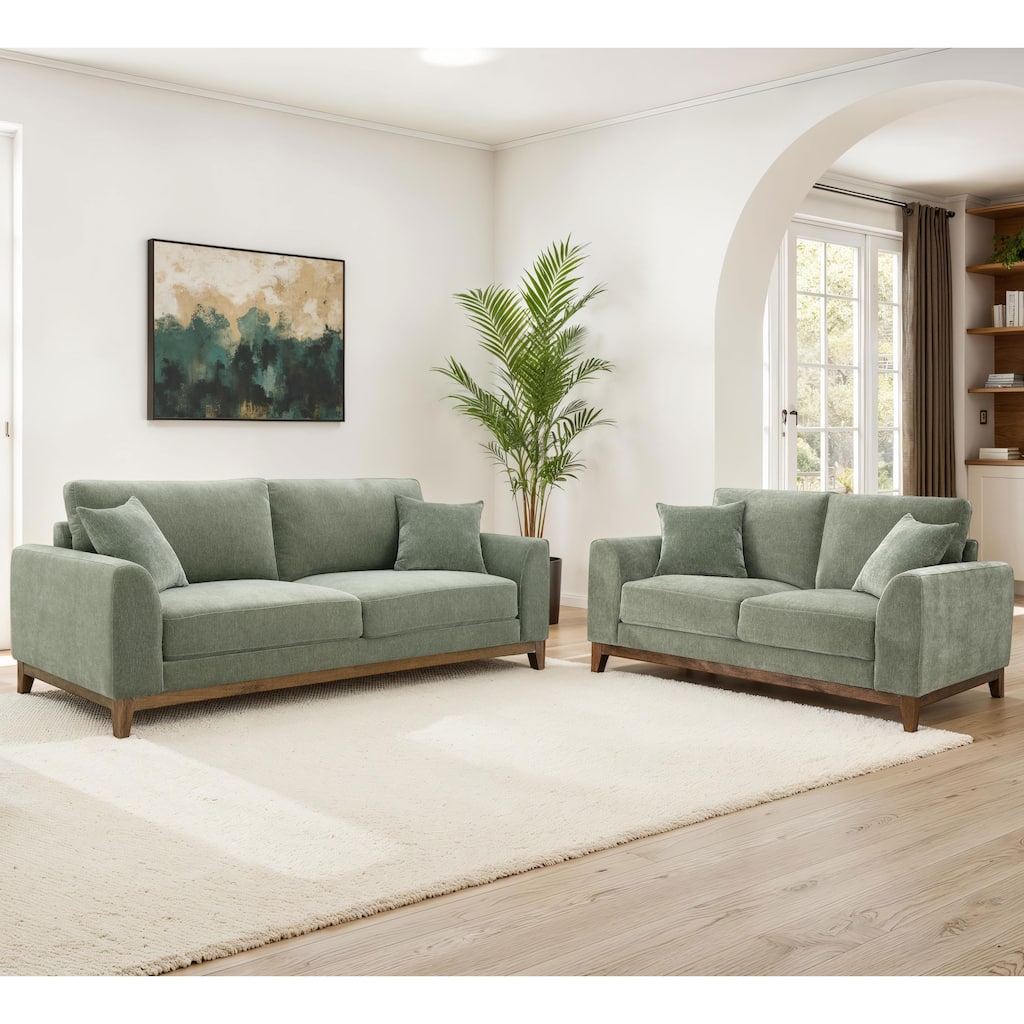 Furniture of America Lurek Mid Century Modern 2-Piece Chenille Sofa Set