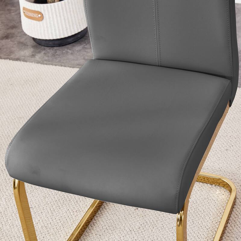 9-Piece Glass Dining Table Set for 8, 71" Rectangular Table with Gold Metal Base, 8 PU Dining Chairs for Kitchen, Dining Room