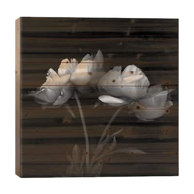 Peony V, B&W Print On Wood by Magda Indigo - Multi-Color