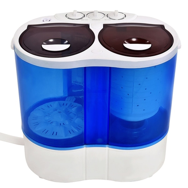 Costway Portable Mini Washing Machine Compact Twin Tub 15lb Costway Portable Mini Washing Machine Compact Twin Tub 15lb Washer Spin Spinner Furni White And