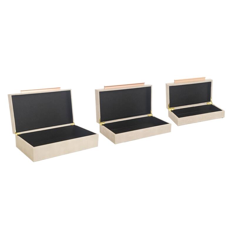 StyleCraft Norman Wyatt Home - Set of 3 Leather Wrapped Accessory Boxes