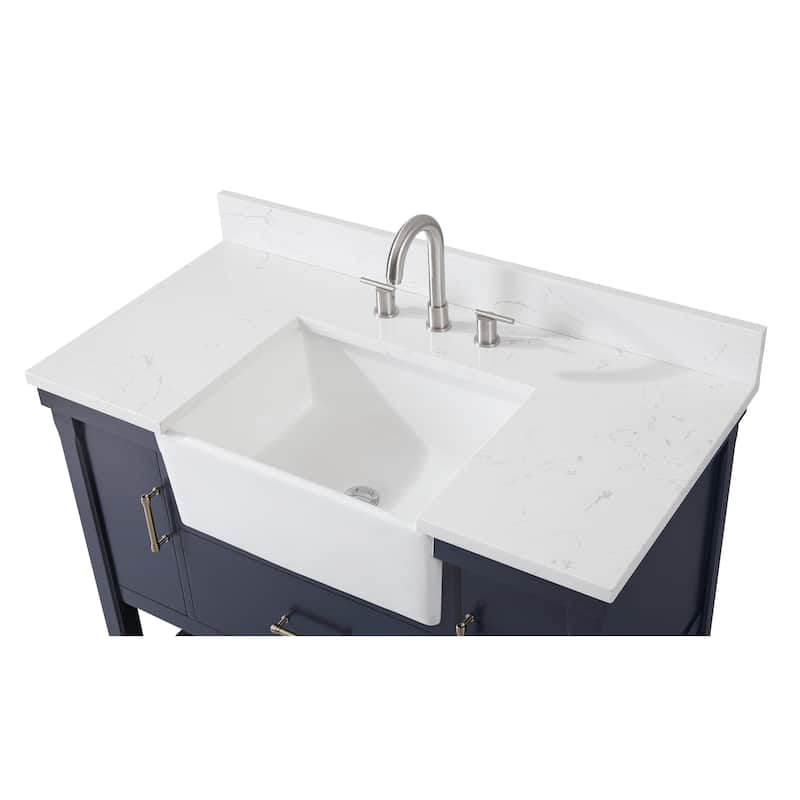 42" Kendia Navy Blue Farmhouse Sink Bathroom Vanity