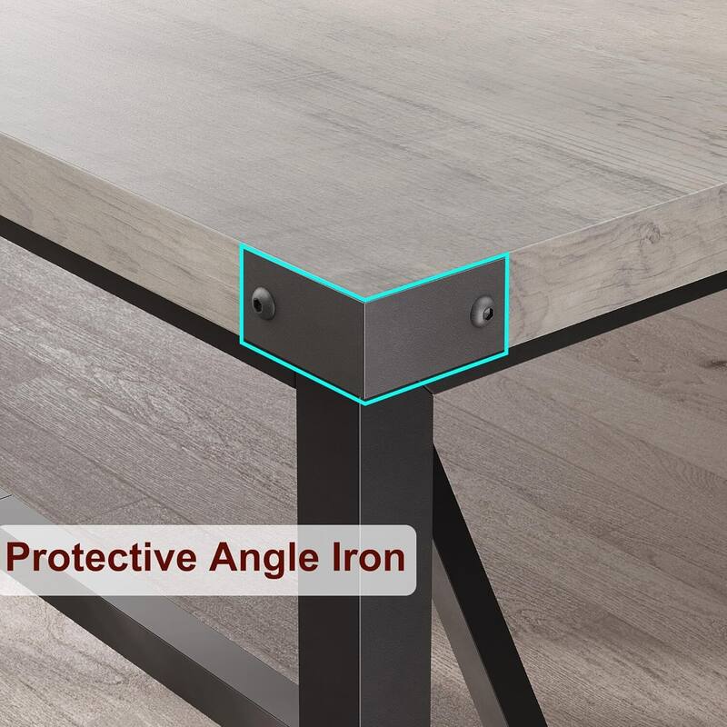 Industrial Kitchen Dining Table for 6-8 People, Easy Assembly - N/A