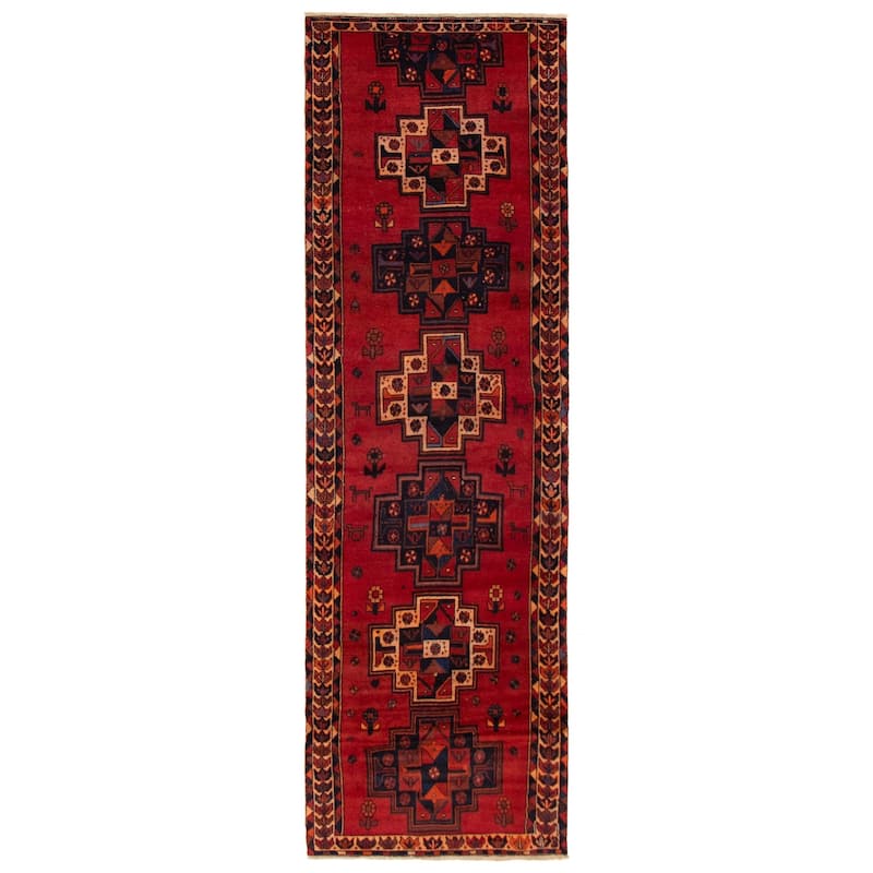 ECARPETGALLERY Hand-knotted Melis Vintage Red Wool Rug - 3'7 x 12'6 - Red - 3'7 x 12'6