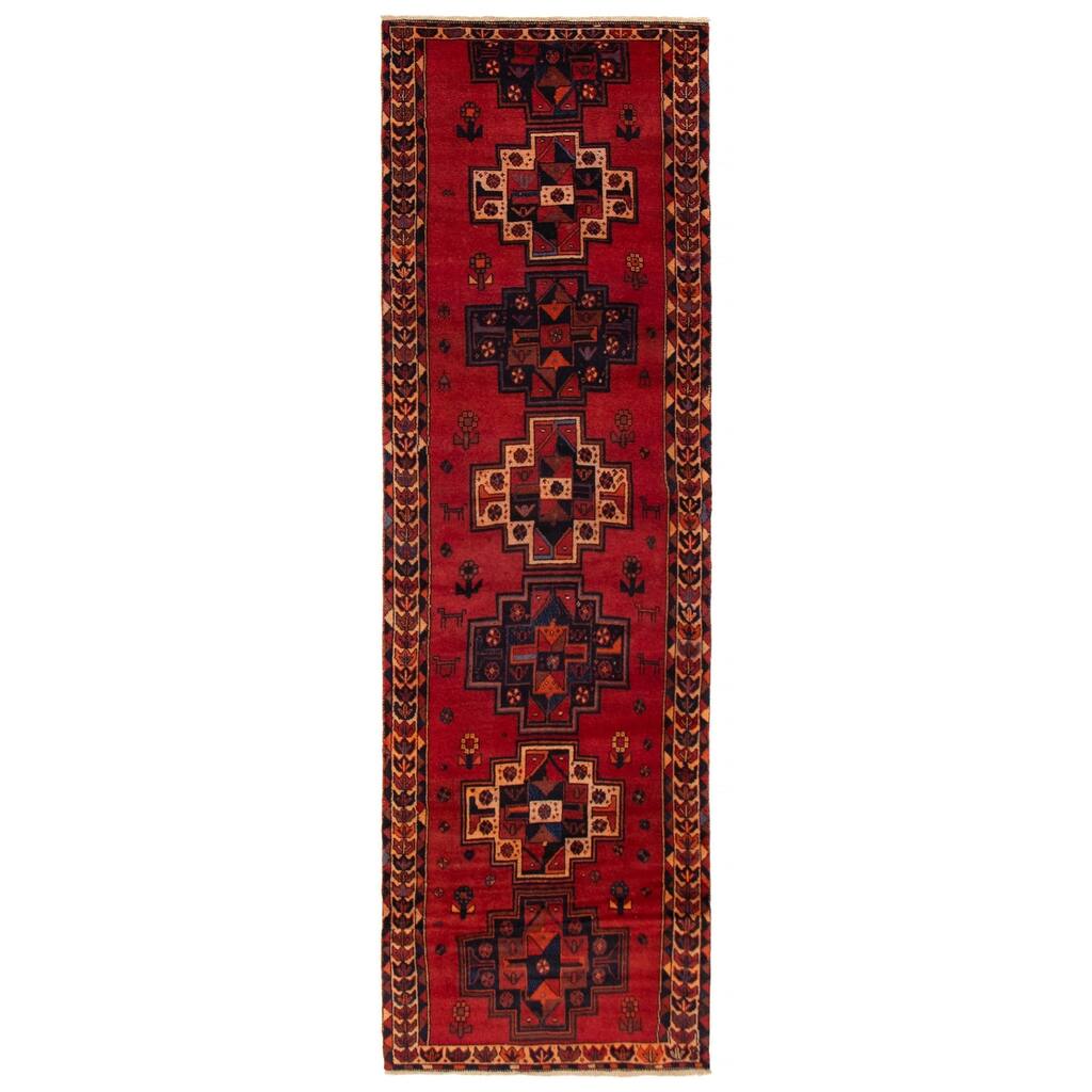 ECARPETGALLERY Hand-knotted Melis Vintage Red Wool Rug - 3'7 x 12'6