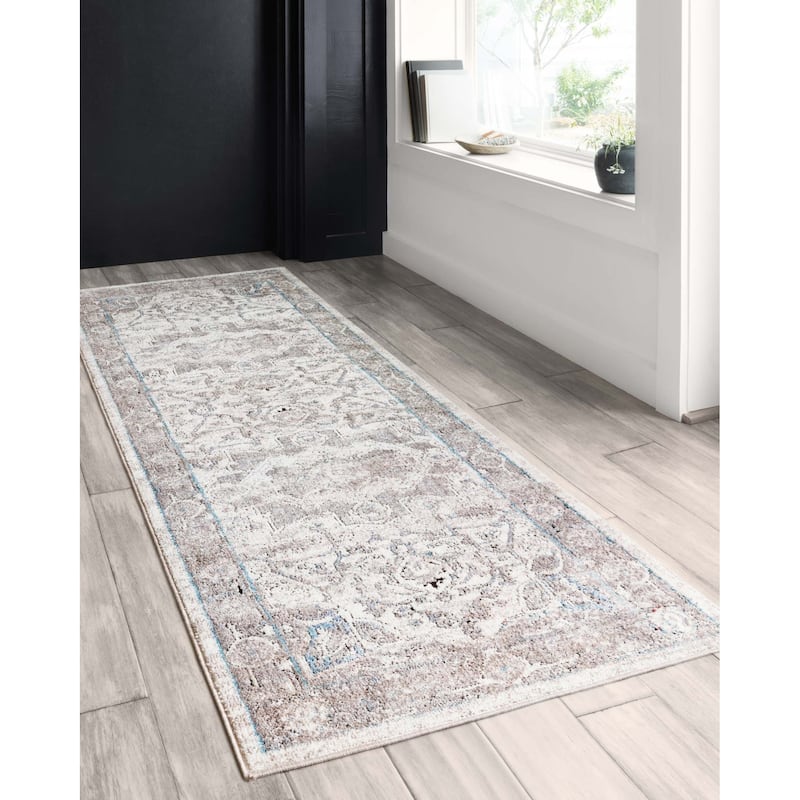 Alexander Home Adrian Distressed Medallion Traditional Area Rug