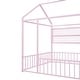 preview thumbnail 35 of 70, Metal House Bed with Metal Grid and Storage Shelves, Twin/Full Size Floor Montessori Bed with Roof Frame and Fence Guardrails