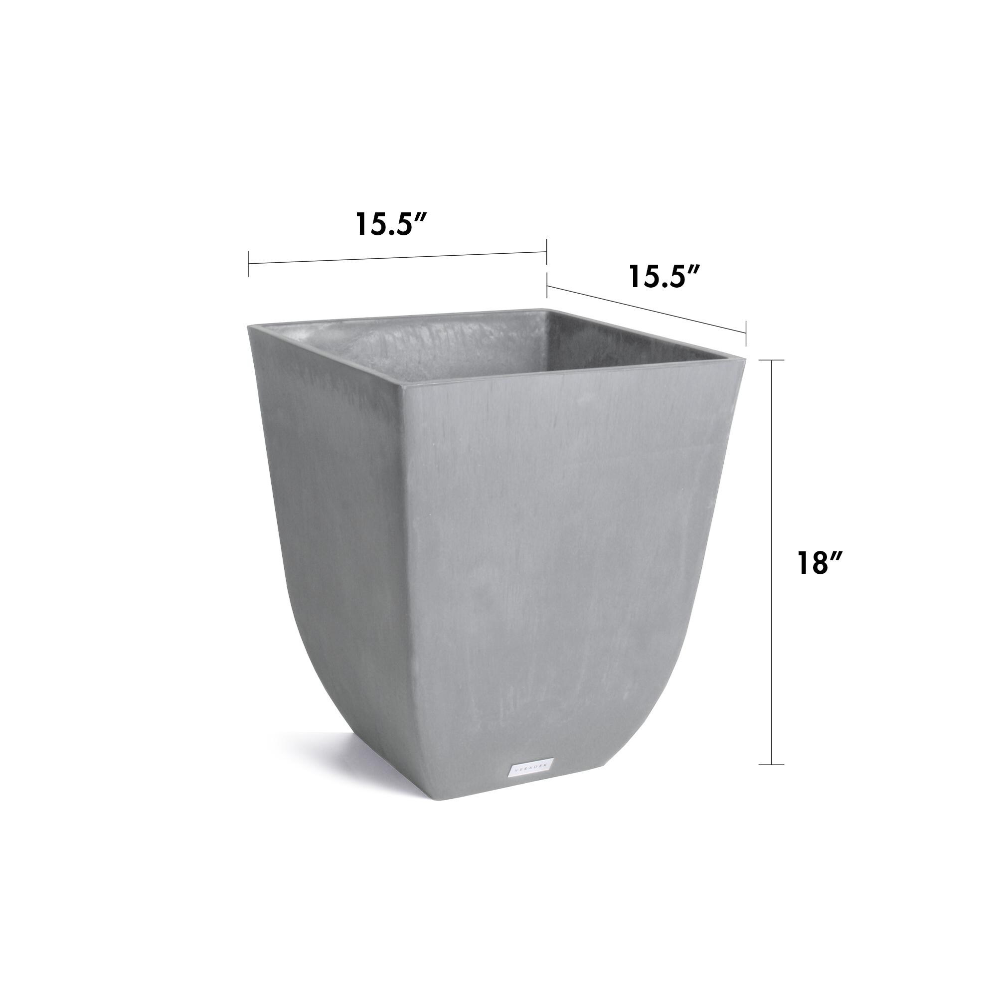 Veradek Sierra Square Planter - Black - 18 in.