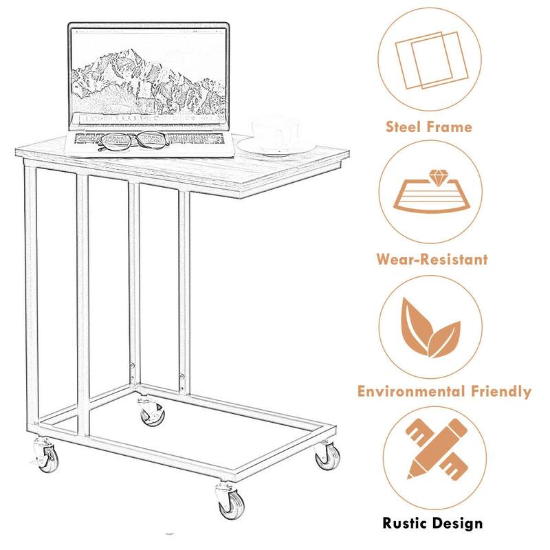 Gymax Laptop Holder Sofa Side End MobileTable Multiple Stand Desk - 20'' X 14'' X 24''