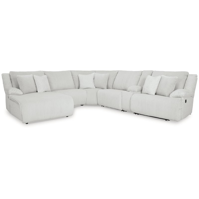 Signature Design by Ashley Top Tier Light Gray 6-Piece Reclining Sectional with Chaise - 149.5"W x 132.5"D x 40"H