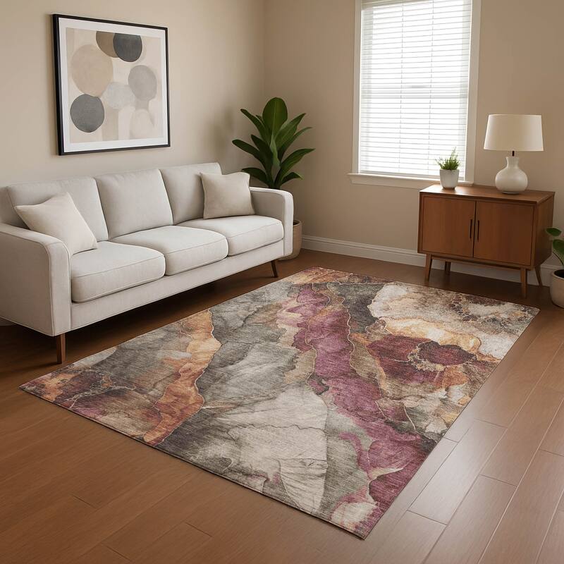 Premium Washable Super Soft Abstract Mayfield Rug - Khaki - 5' x 7'6"
