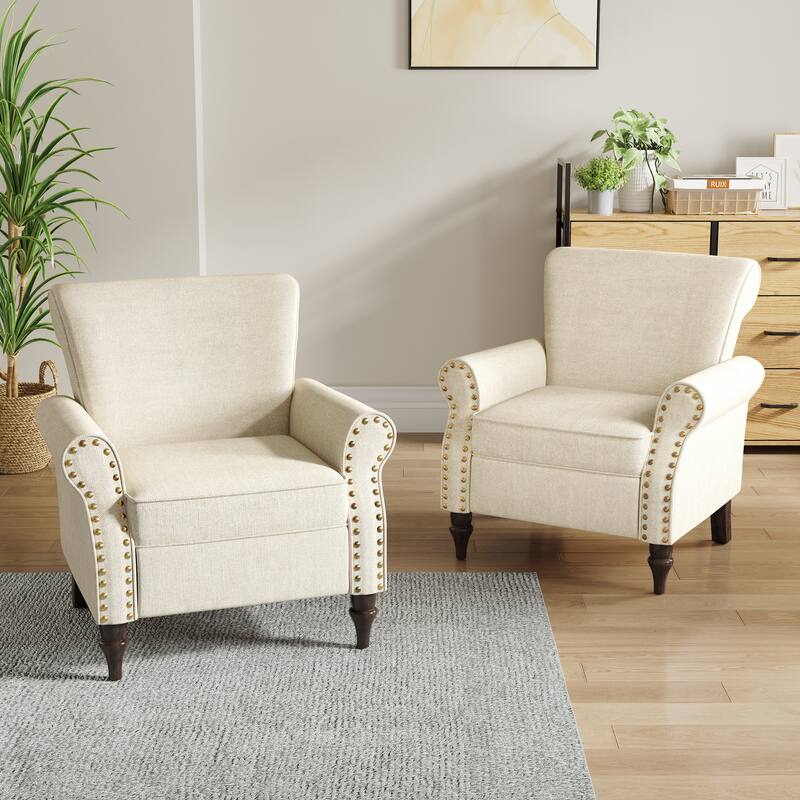 Living Room Armchair with Nailhead Trim - 29.9"W x 29.9"H x 32.9"D