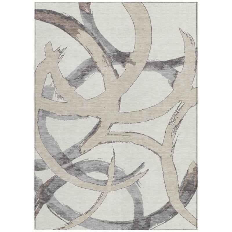 HomeRoots Abstract Transitional Rectangle Outdoor Rug