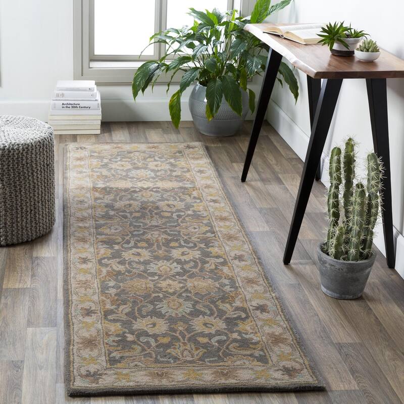 Livabliss Caesar Updated Traditional Border Area Rug. - 3' x 12' - Grey/Beige - Runner