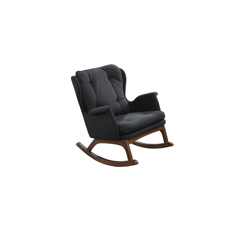 Dentro Wingback Rocking Chair with Tufted Upholstery, Gray