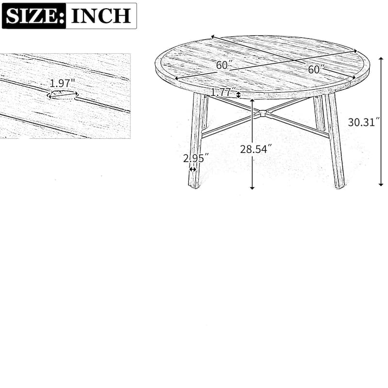 Outdoor Dinning Table with an Umbrella Hole for Patio, Backyard, Garden