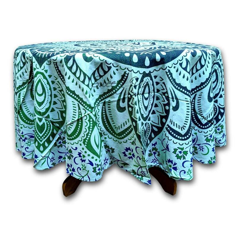 Cotton Floral Passion Tablecloth Round - 81-in Round - Green