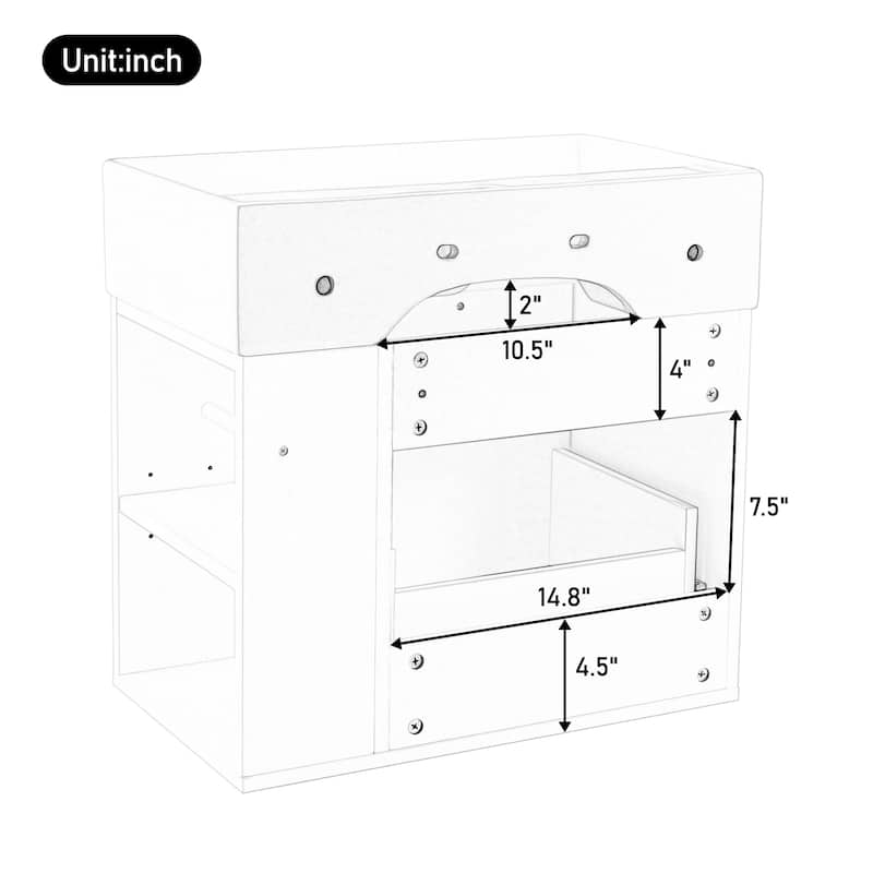 21.8" Floating Bathroom Vanity Cabinet with Ceramic Sink & Toilet Paper Holder for Small Space