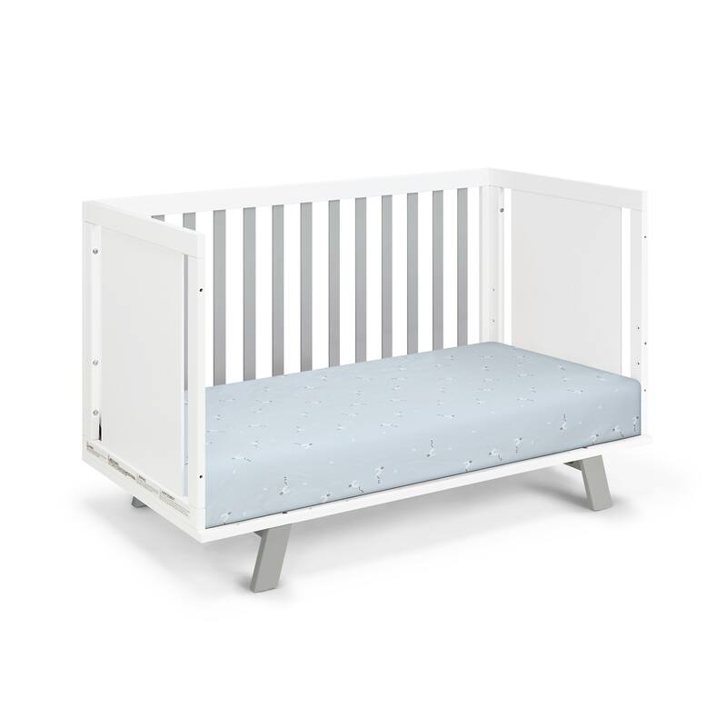 HomeRoots Gray and White Solid and Manufactured Wood Standard Three In One Convertible Crib - 54