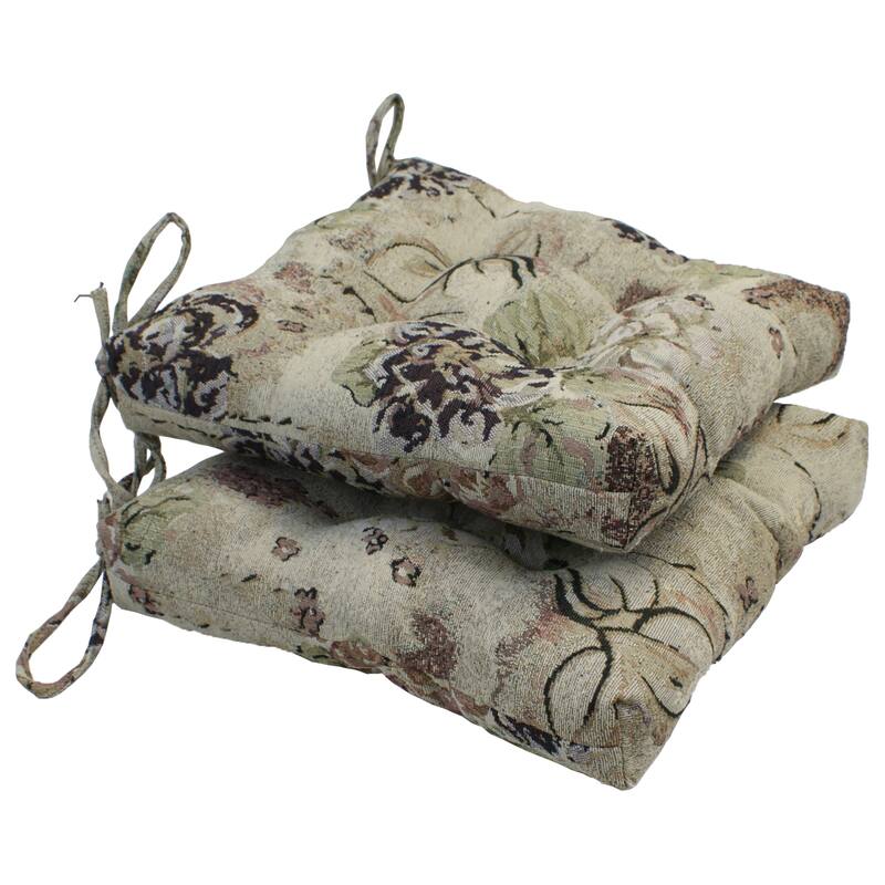 16-inch Square Back Tufted Indoor Chair Cushion (Set of 2, 4, or 6, Multiple Fabrics) - 16 x 16