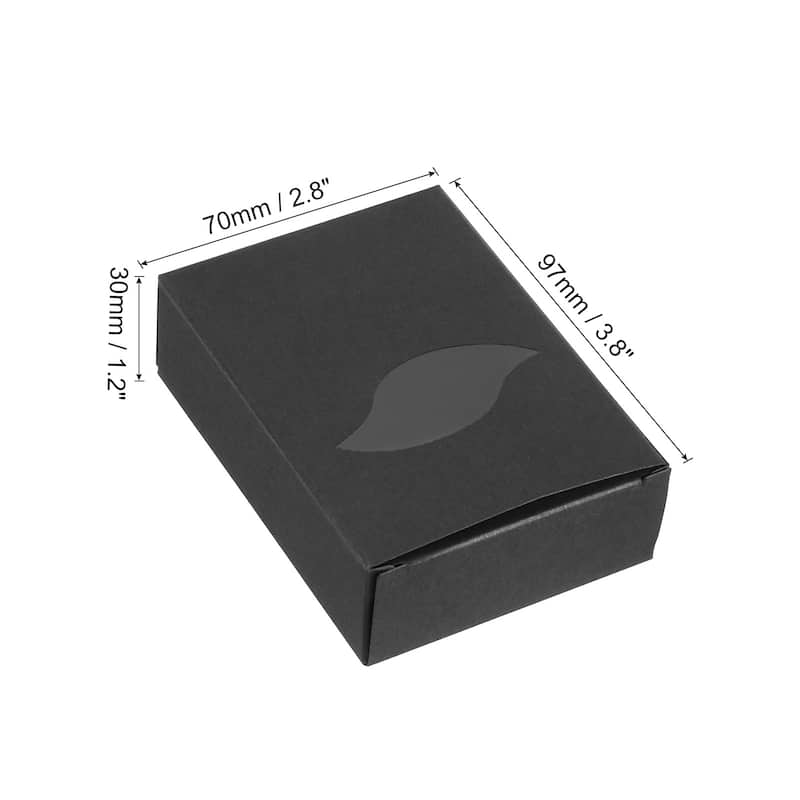 4"x3"x1" Paper Soap Box with Window, 30 Pack Soap Boxes Leaf - Black