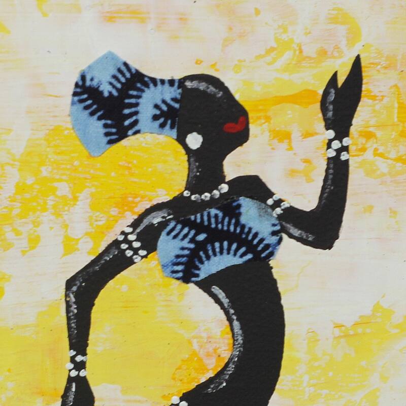 Novica Handmade Yellow Signed Painting Of A Dancing Woman