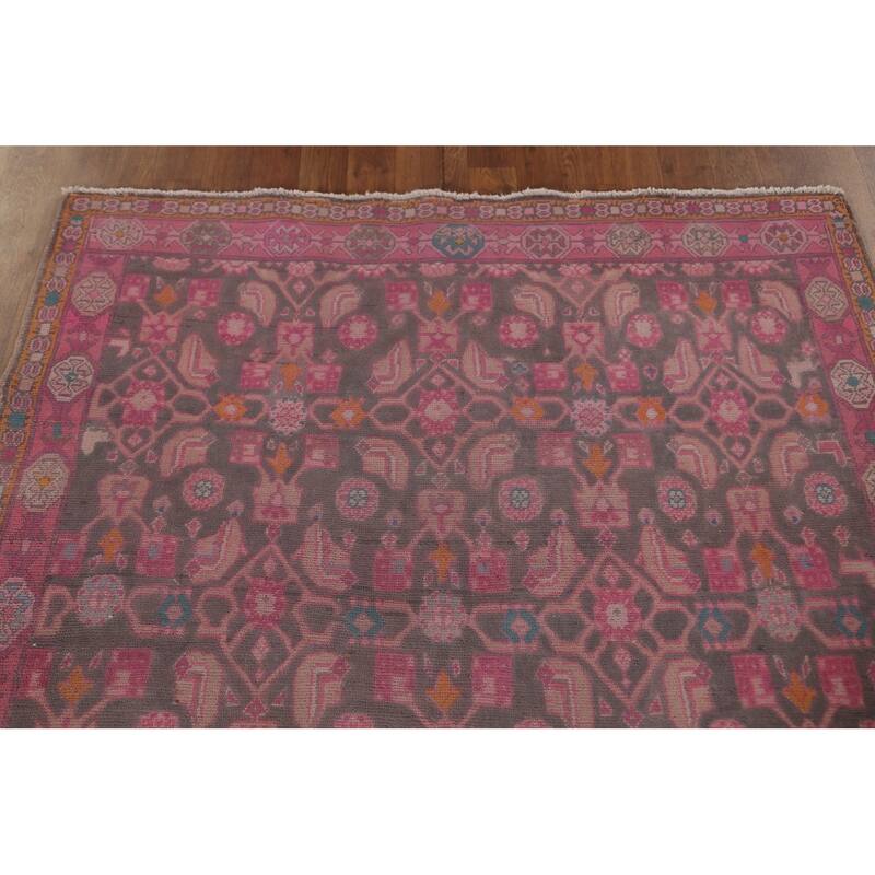 Over-Dyed Mahal Persian Vintage Runner Rug Handmade Wool Carpet - 4'5" x 9'1"