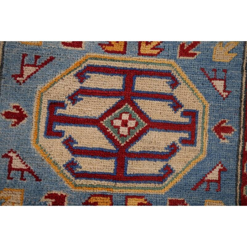 Blue Kazak Oriental Runner Rug Handmade Wool Carpet - 2'7" x 20'6"