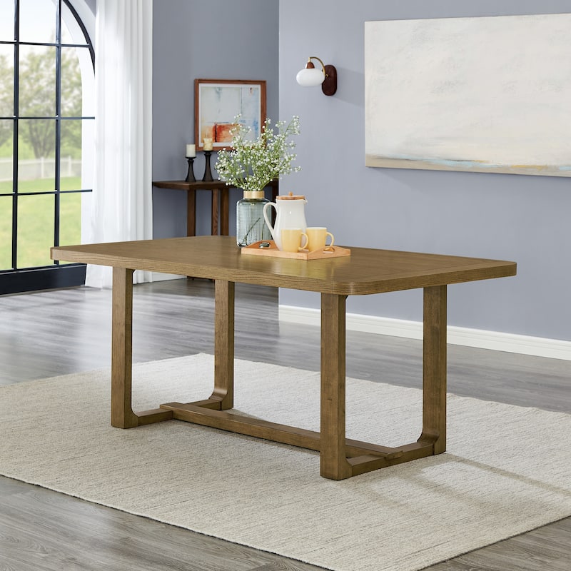 Roundhill Furniture Parker 7-Piece Dining Set, Light Oak