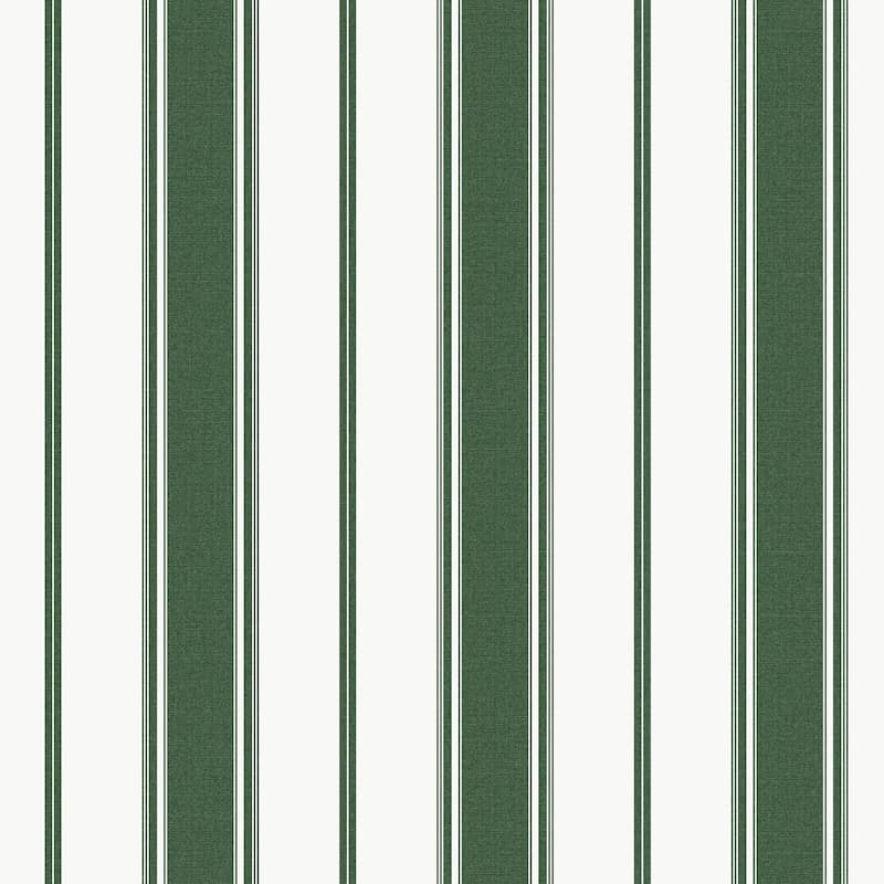 Galerie Wallcoverings Smart Stripes 3 Heritage Stripe Vinyl on Non-woven Matte Wallpaper Roll - 33 feet long x 21 inches wide - Green/White