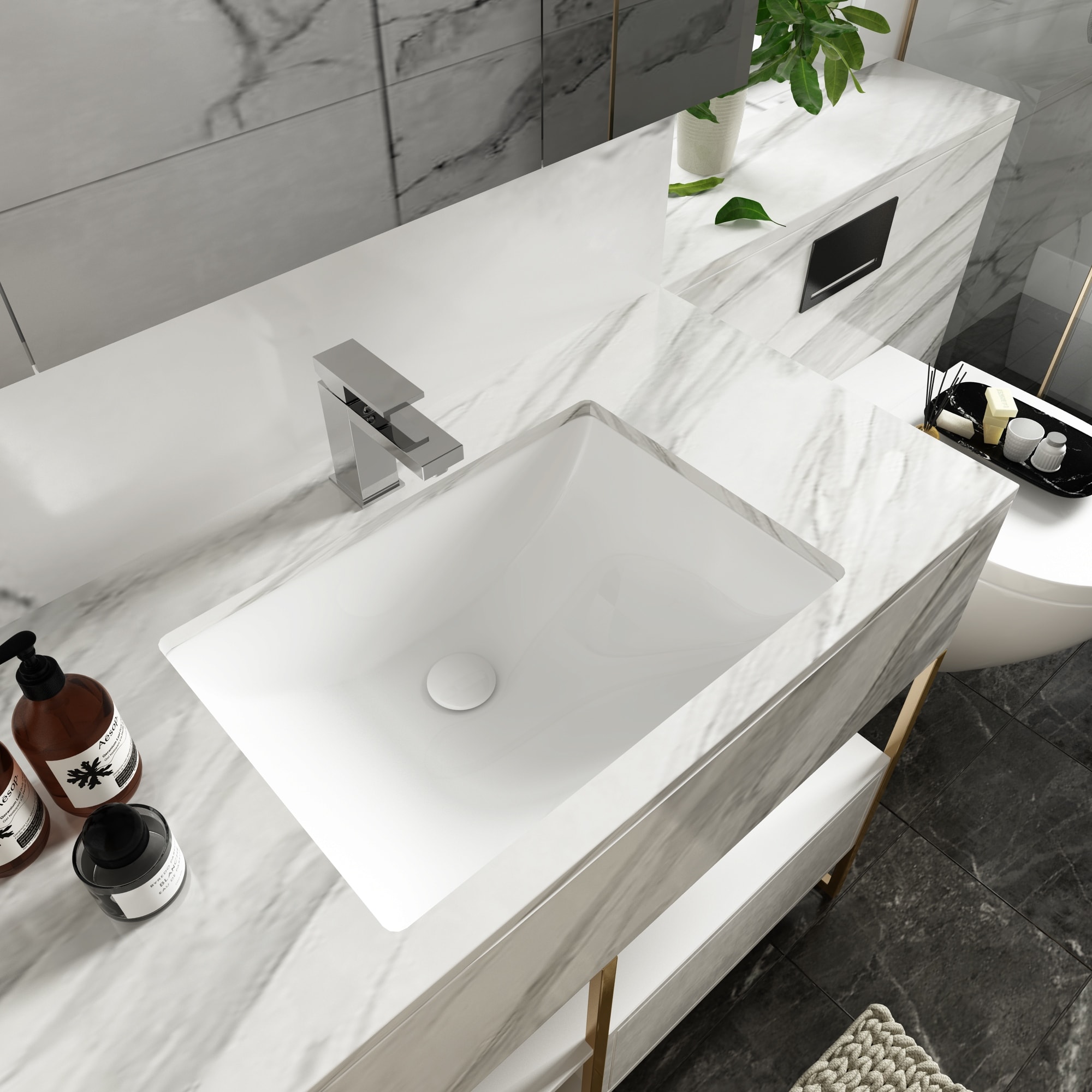 18 20 21 Inch Rectangular Undermount Bathroom Sinks With Overflow