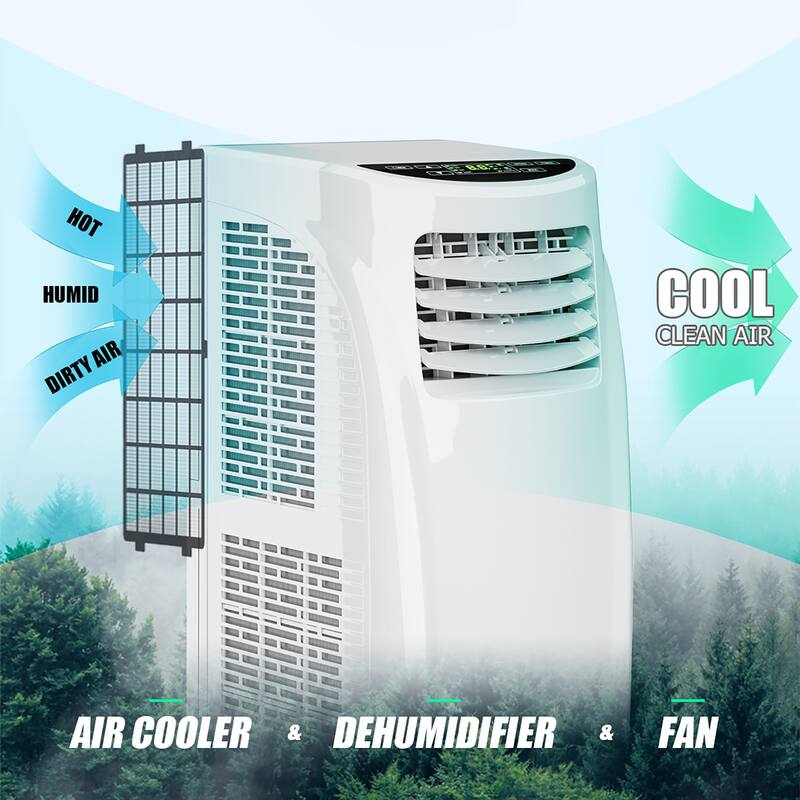 Costway 8000 BTU ASHRAE Portable Air Conditioner & Dehumidifier - White