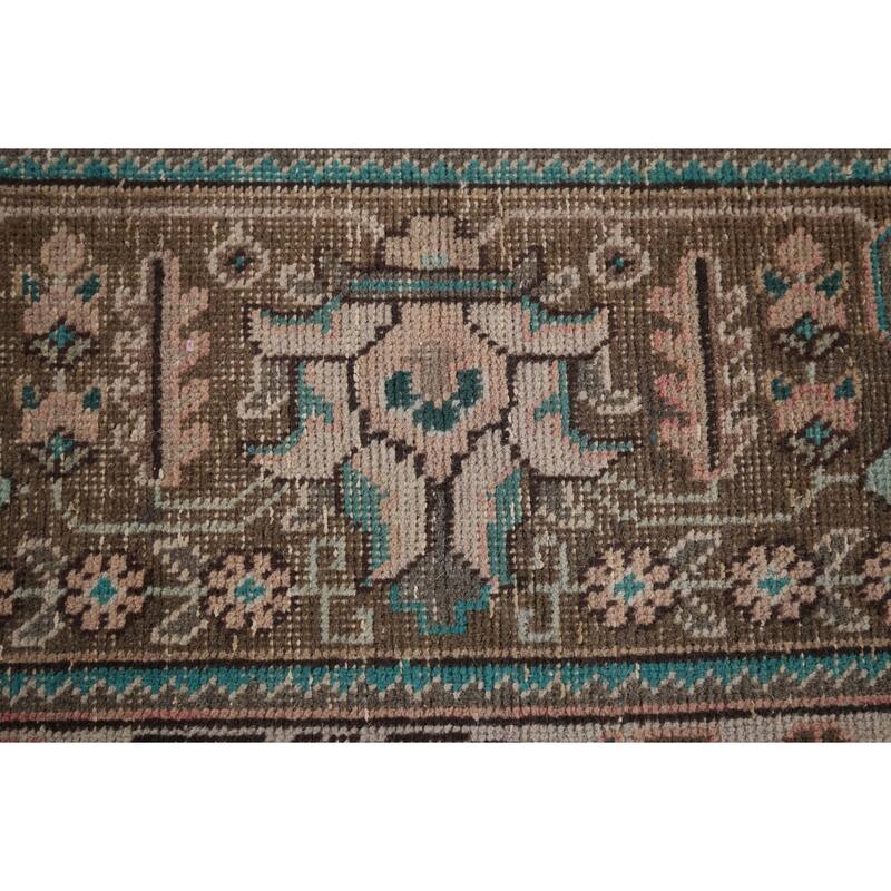 Distressed Tabriz Persian Vintage Rug Hand-Knotted Pink Wool Carpet - 8'2" x 11'1"