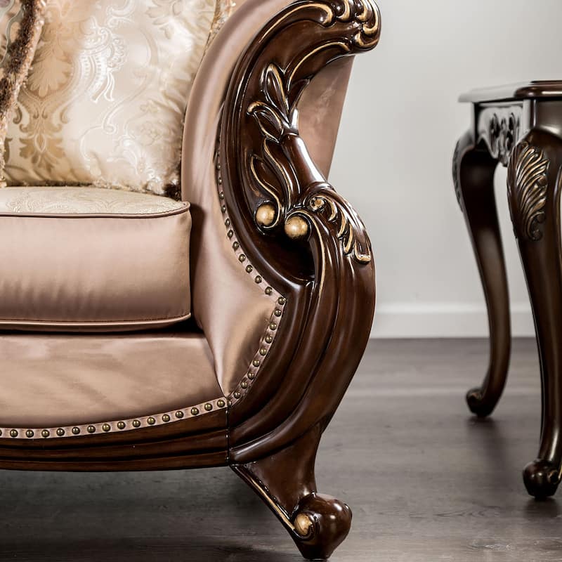 Furniture of America Cintel Traditional Velvet Tufted Wingback Loveseat