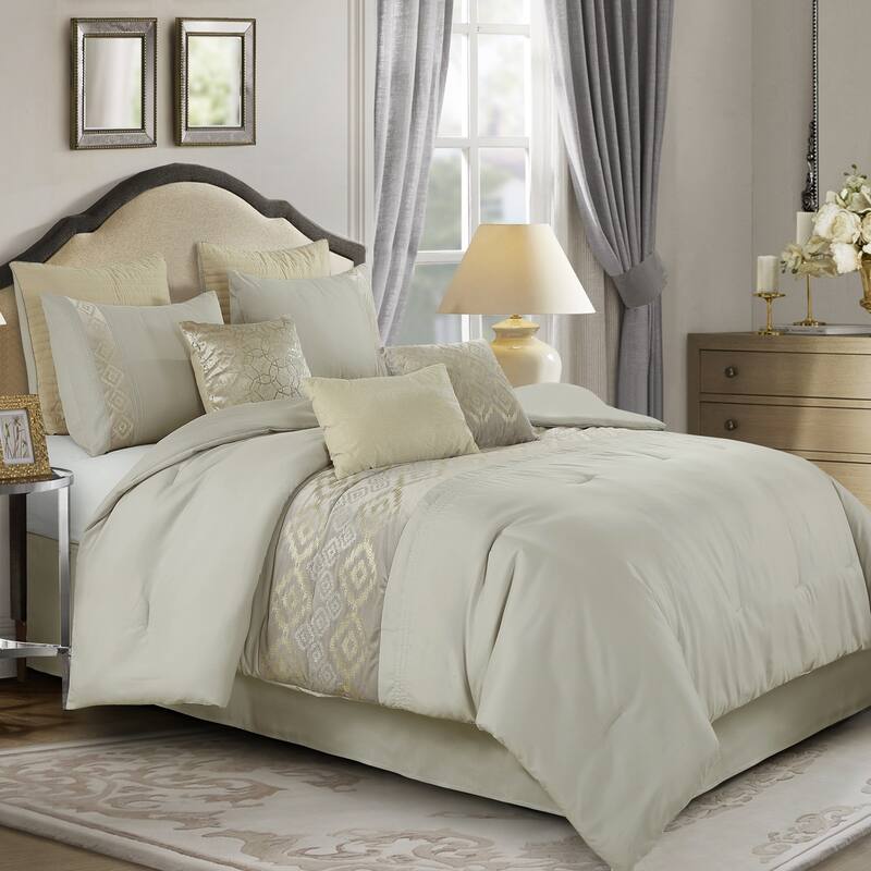 Shatex Jarina 7PC Bedding Comforter Set All-season Reversible Bed in a Bag - California King