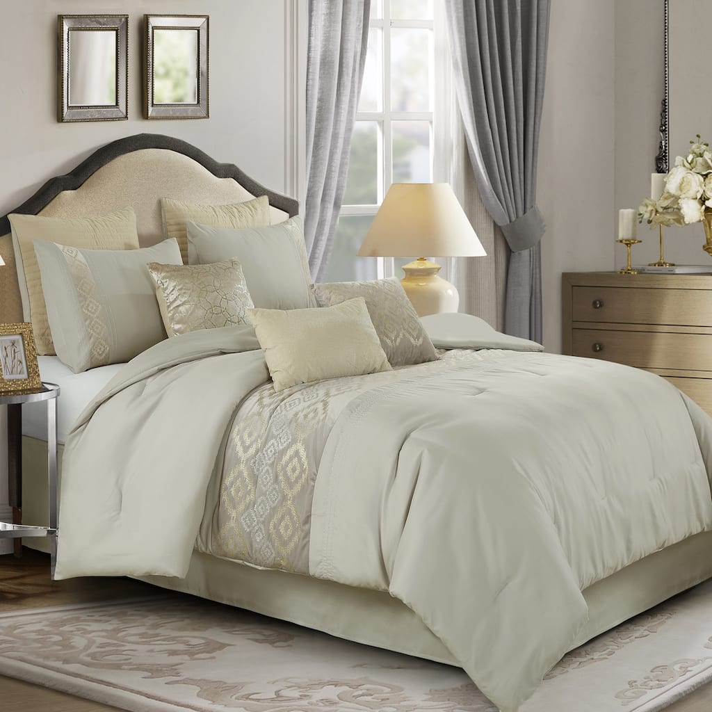 Shatex Jarina 7PC Bedding Comforter Set All-season Reversible Bed in a Bag