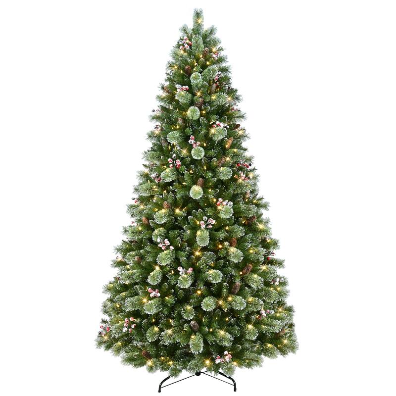 Puleo International 9' Pre-lit Snowy Norway Spruce Adorned Artificial Tree