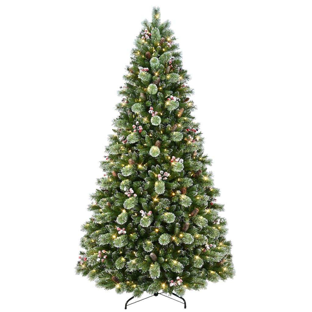 Puleo International 9' Pre-lit Snowy Norway Spruce Adorned Artificial Tree